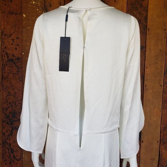 Halston Heritage Satin Wrap Effect Gown Off-white - Picture 12 of 16